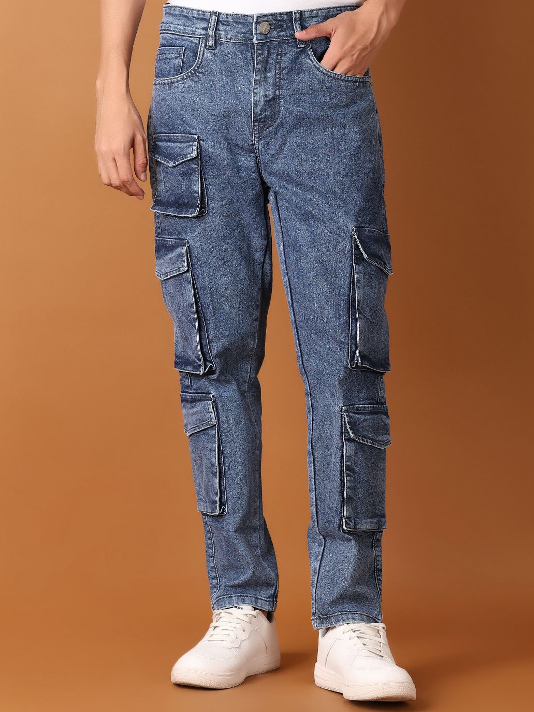 

V-Mart Men Regular Fit Cargo Styles Jeans, Blue