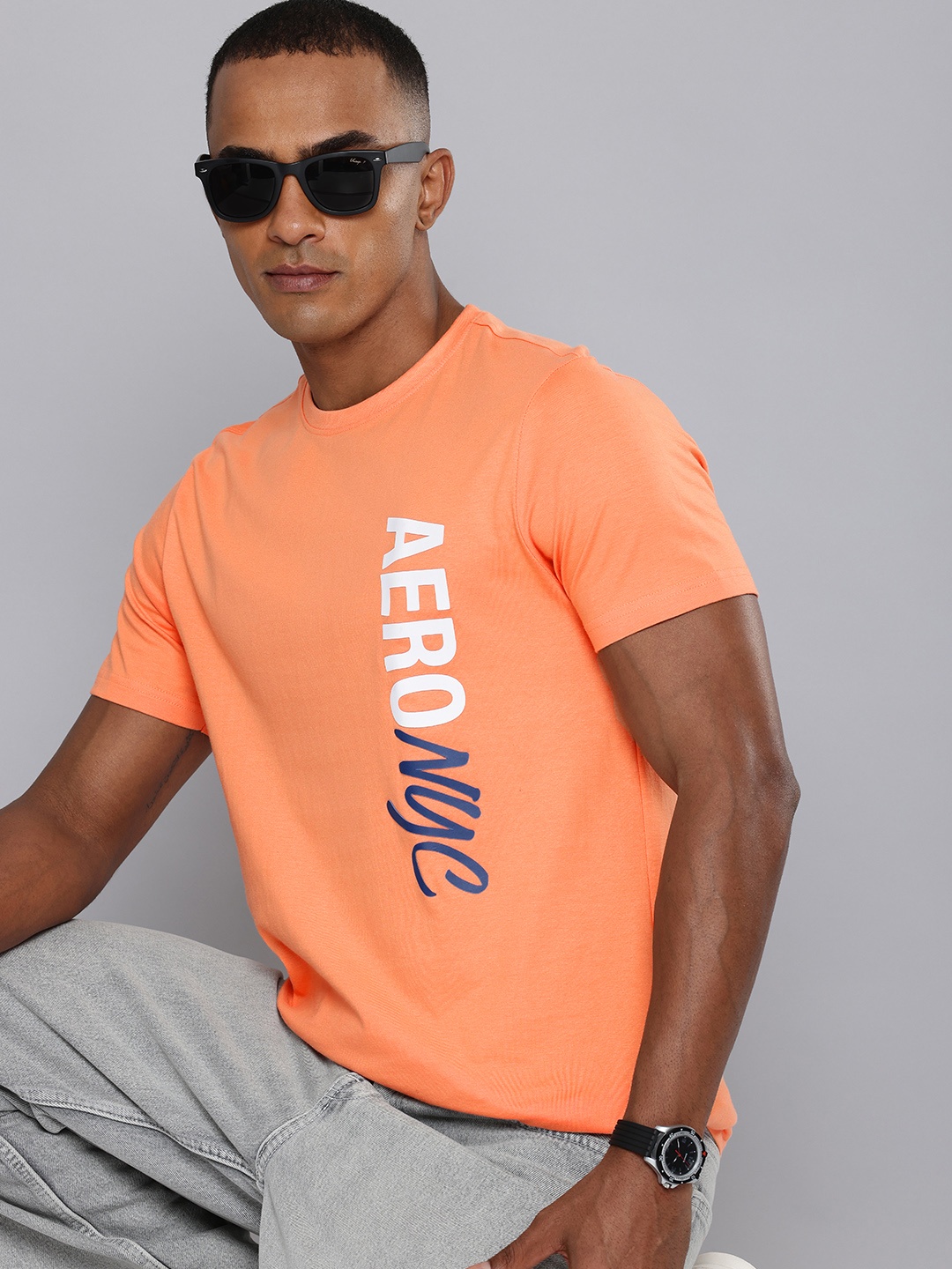 

Aeropostale Typography Rubber Printed Pure Cotton T-shirt, Orange