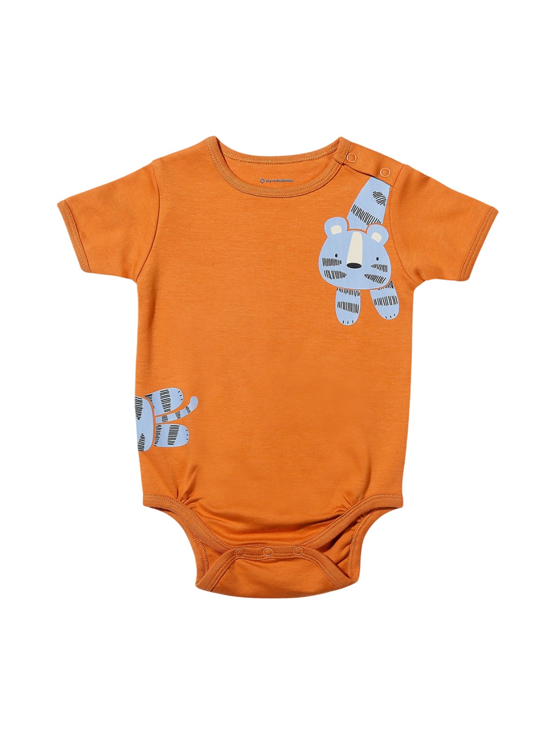 

My Milestones Infant Boys Printed Cotton Bodysuit, Orange