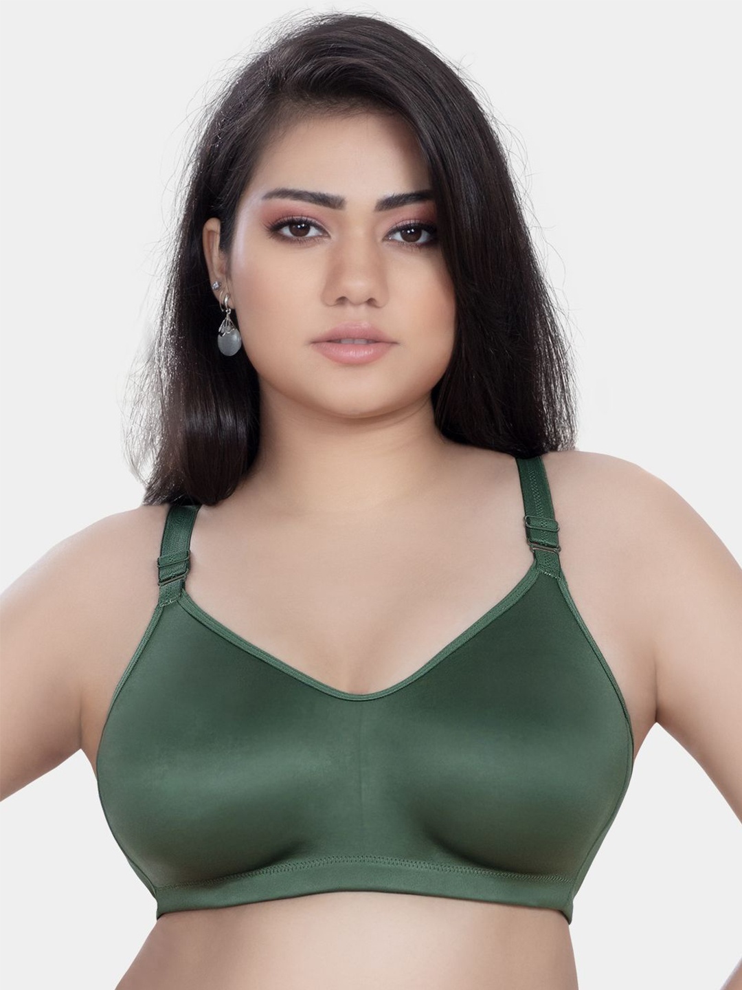 

Trylo Riza Superfit Cotton Fabric Non-Padded Non-Wired Seamless T-Shirt Bra, Olive
