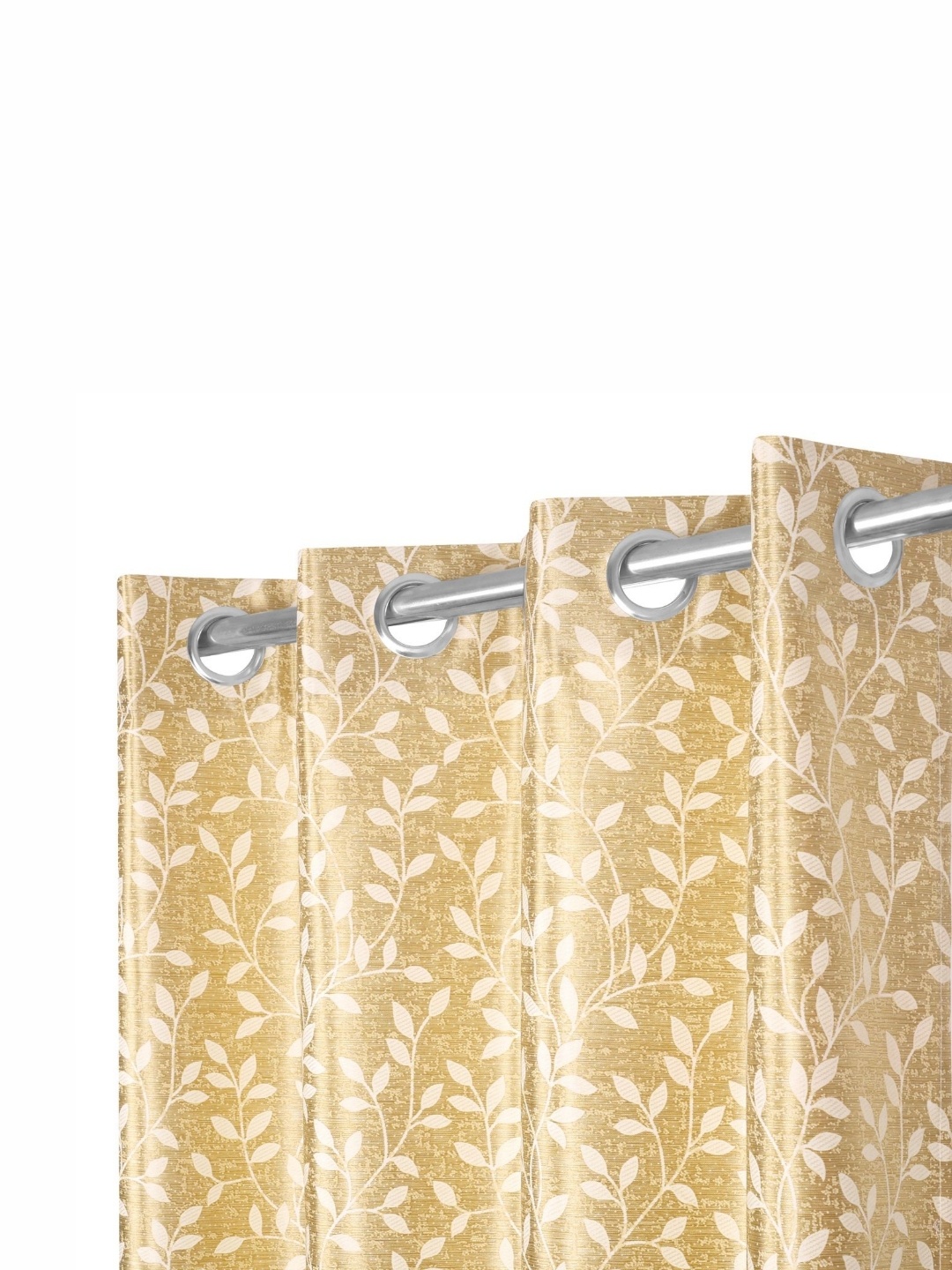 

REYANSH DECOR Gold-Toned Set of 2 Floral Room Darkening Door Curtain