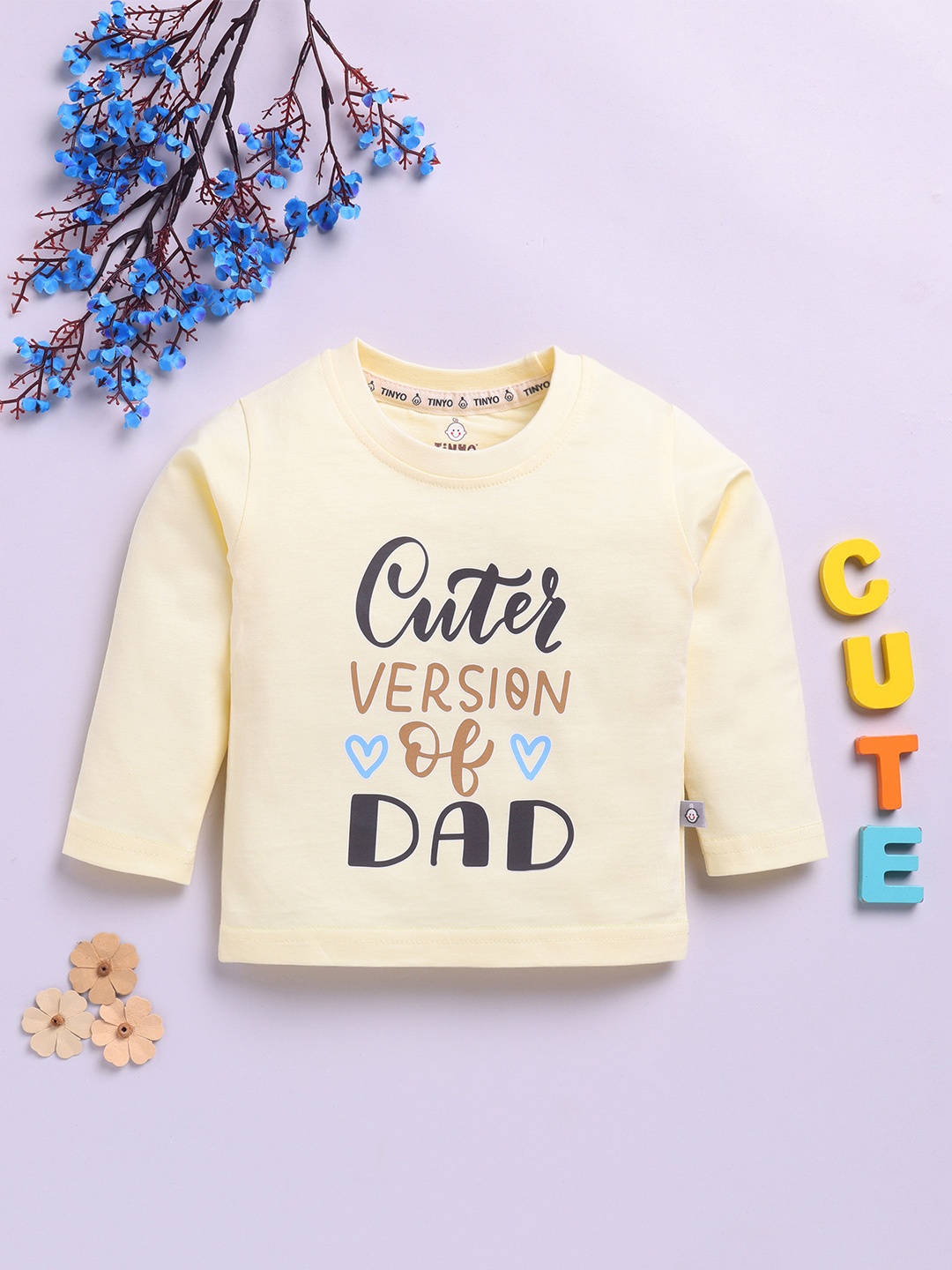 

YK X Tinyo Infant Boys Typography Printed Pure Cotton T-shirt, Yellow