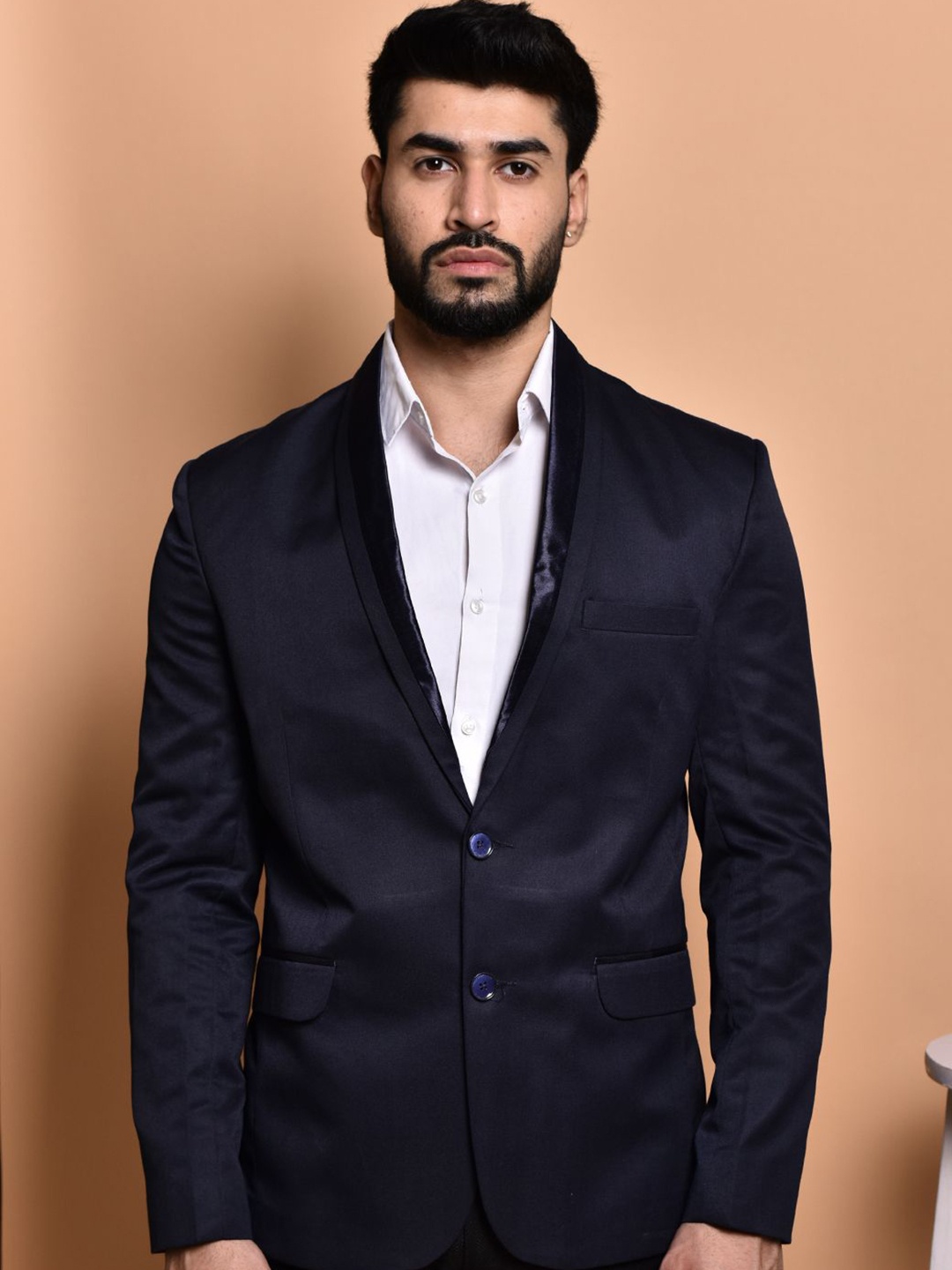 

PRINTCULTR Single-Breasted Formal Blazer, Navy blue