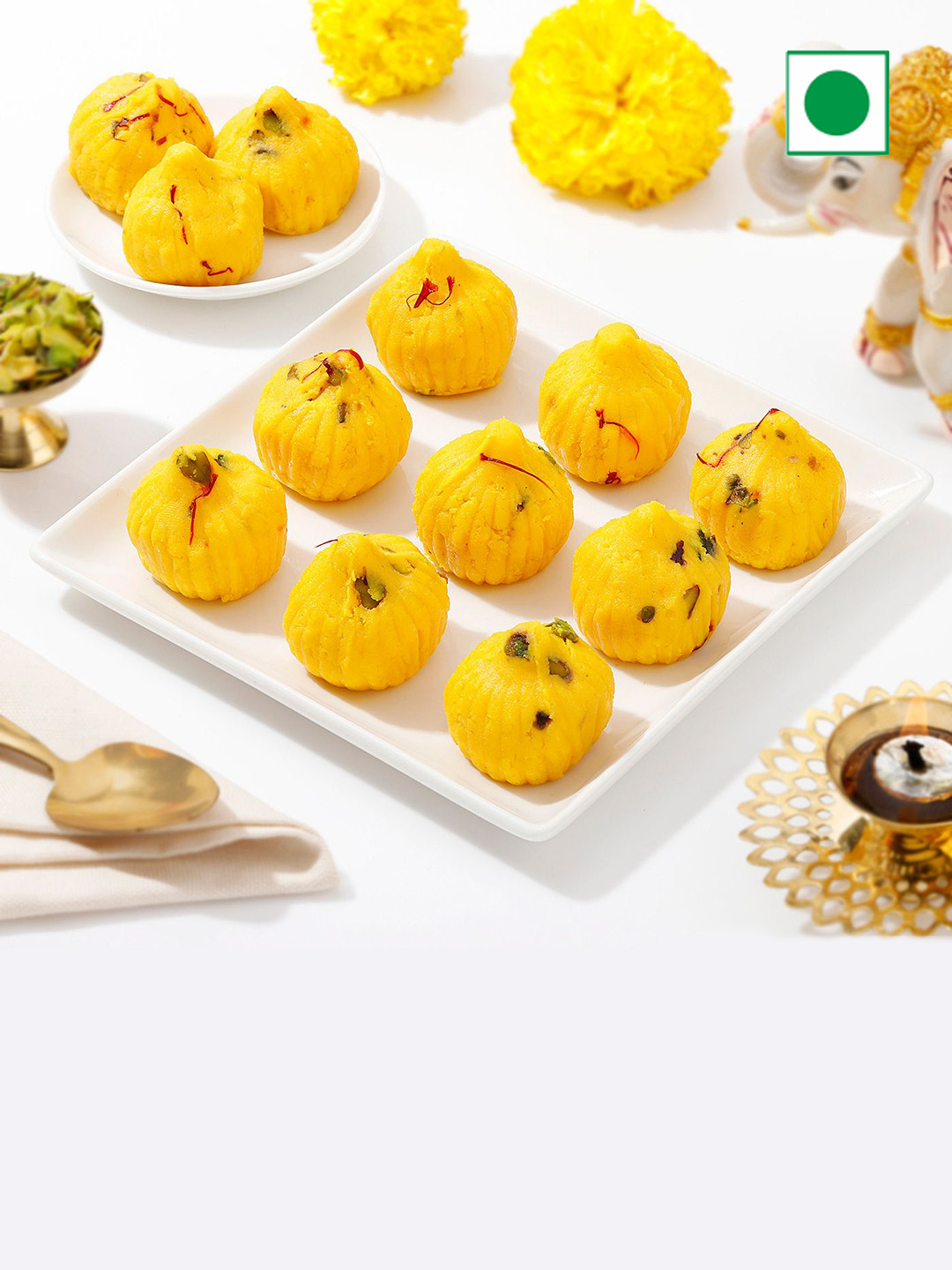 

IGP 12 Pcs Tempting Kesar Pista Modak, Multi