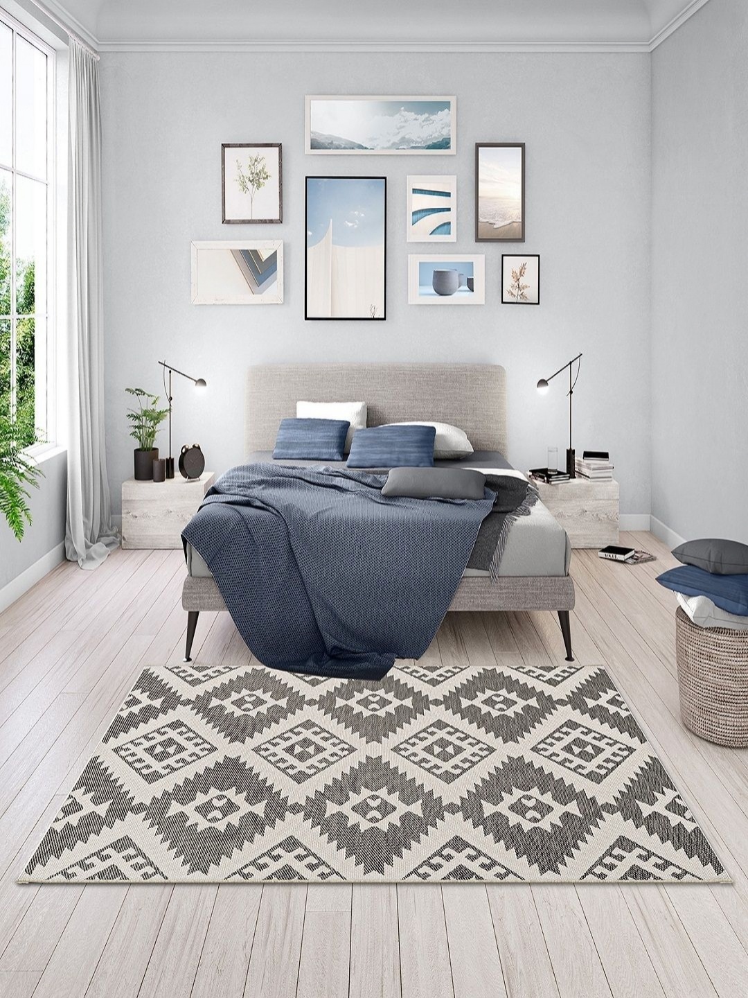

DDecor Grey Geometric Anti-Skid Rectangular Carpet