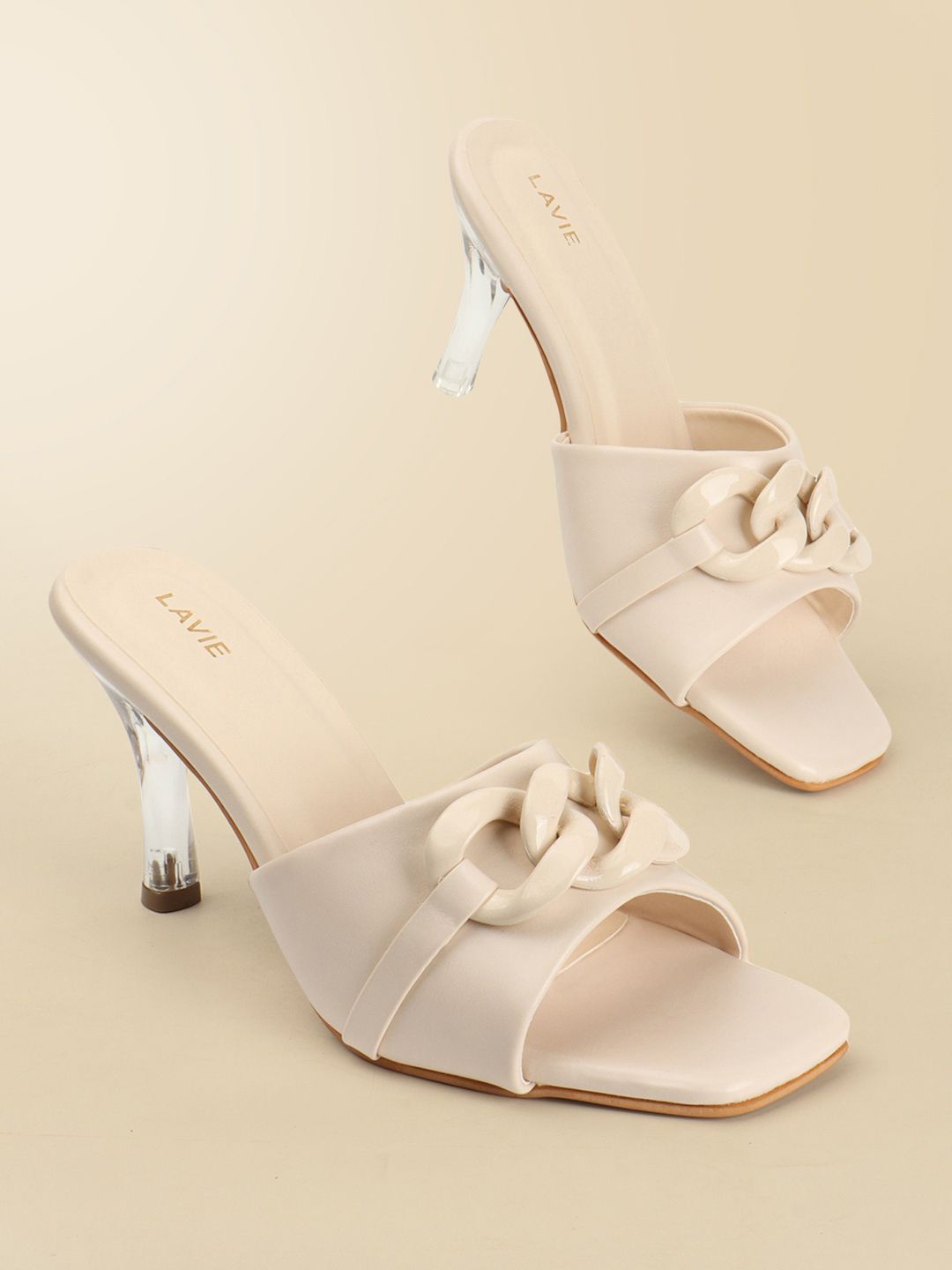 

Lavie Women Slim Heeled Sandals, Cream