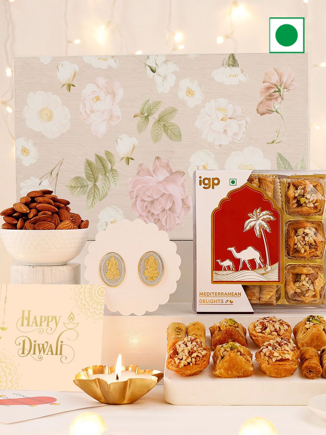 

IGP Sweets Gifts With Roli-Chawal And Greeting Card, Beige