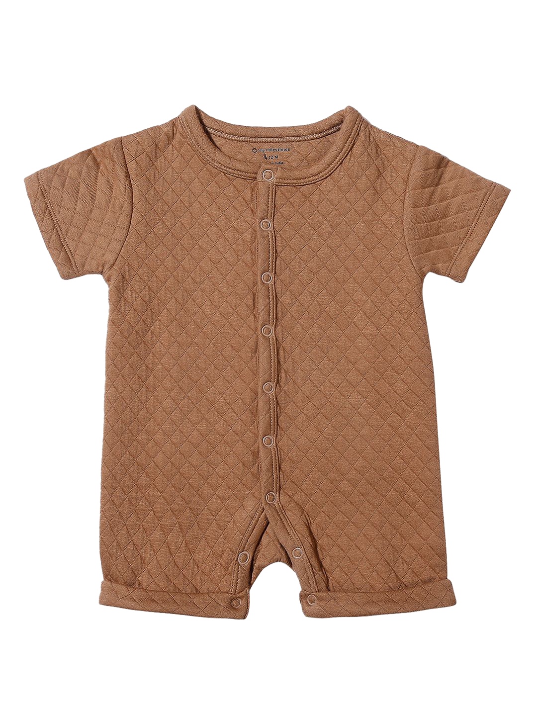 

My Milestones Infant Boys Quilted Cotton Romper, Brown