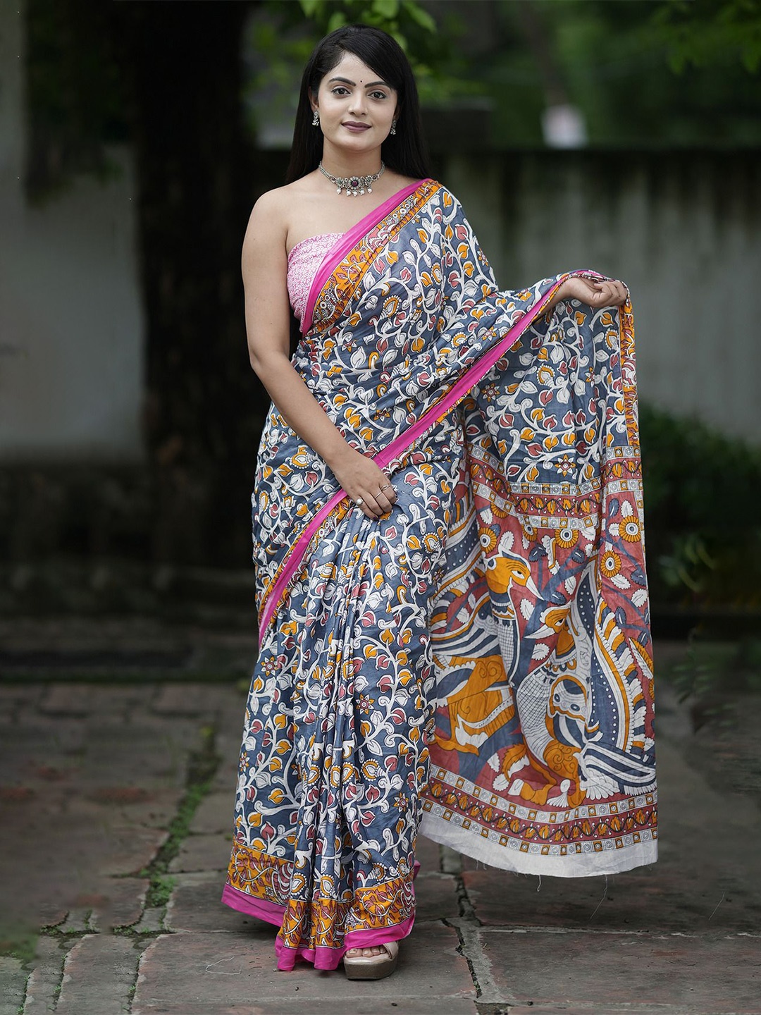 

Anouk Ethnic Motifs Pure Cotton Saree, Grey