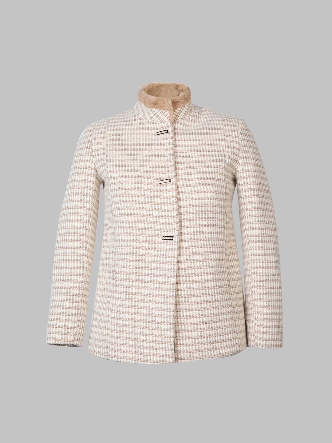 

PROTEX Girls Checked Sigle-Breasted Overcoat, Beige