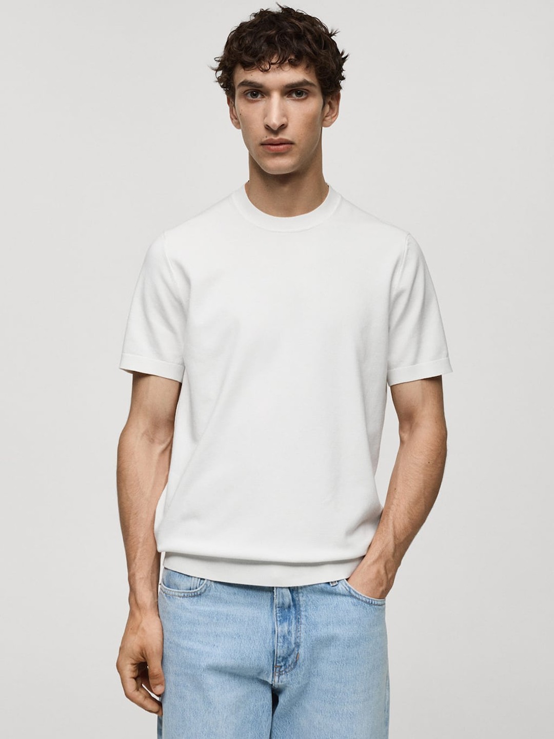 

MANGO MAN Fine-Knit Arraona T-Shirt, White