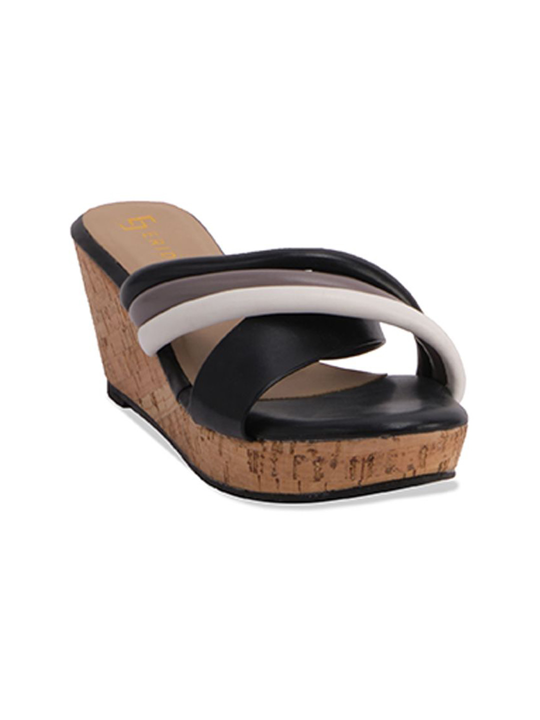 

ERIDANI Colourblocked Wedge Sandals, Black