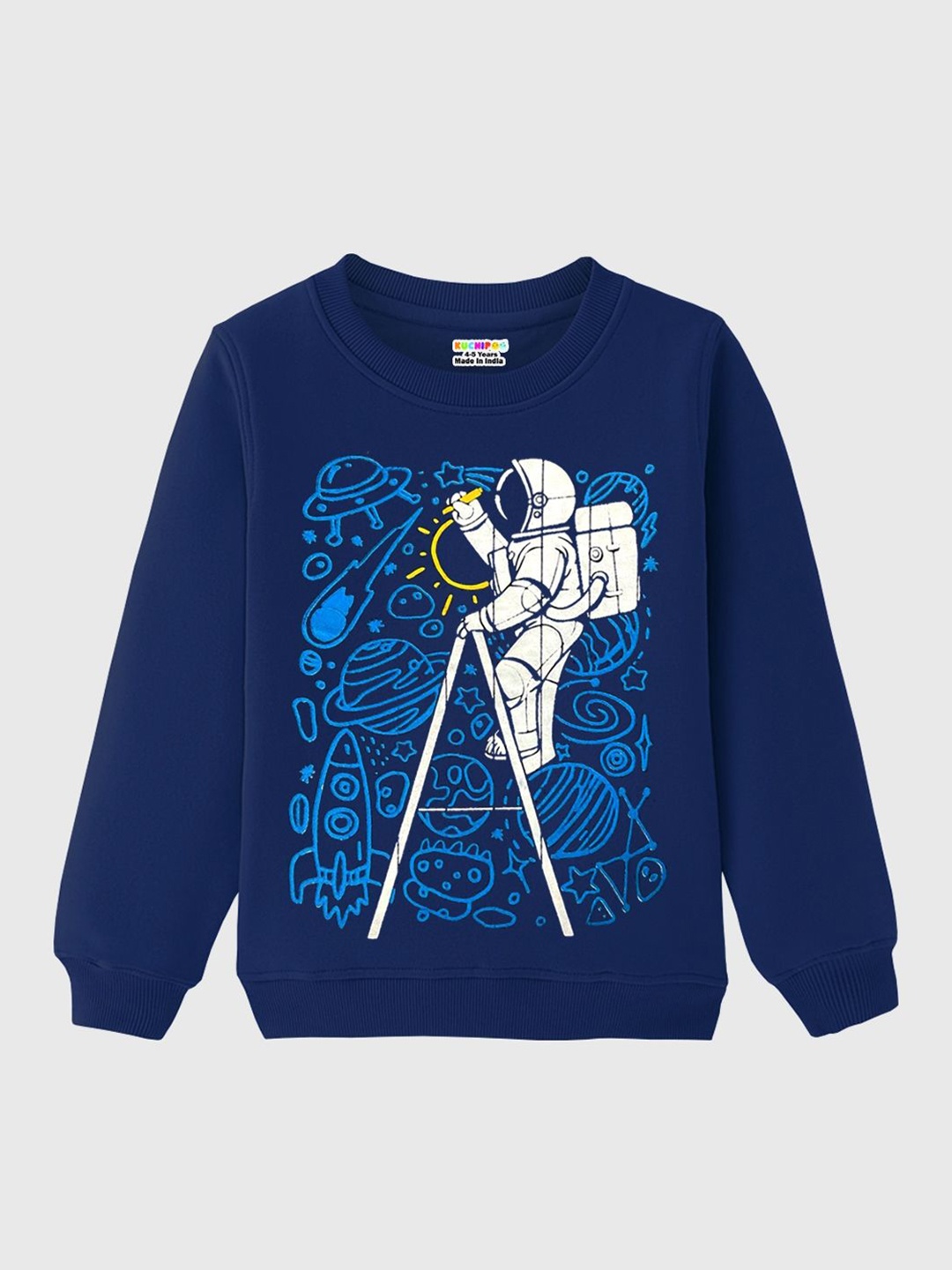 

KUCHIPOO Boys Printed Sweatshirt, Navy blue