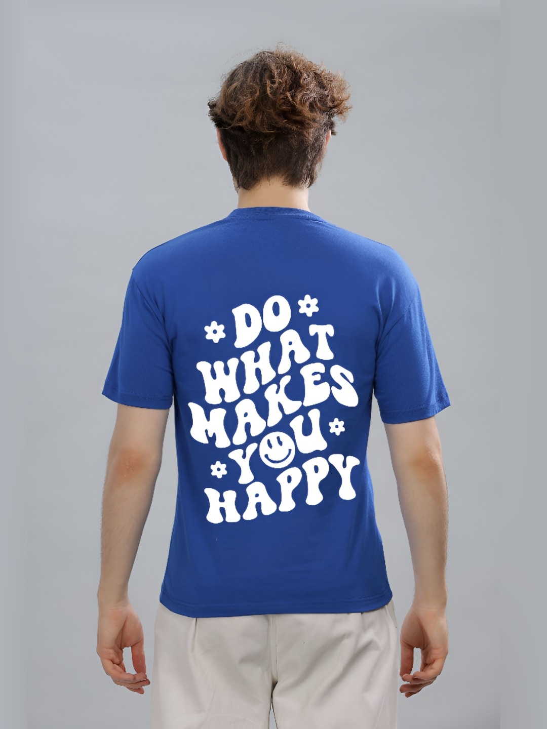 

FALTU.CO Men Typography Printed Round Neck Pure Cotton Oversized T-shirt, Turquoise blue