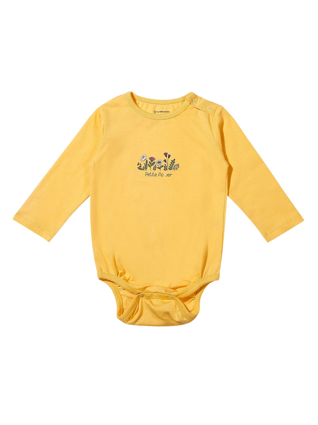 

My Milestones Infant Girls Round Neck Printed Cotton Bodysuit, Yellow