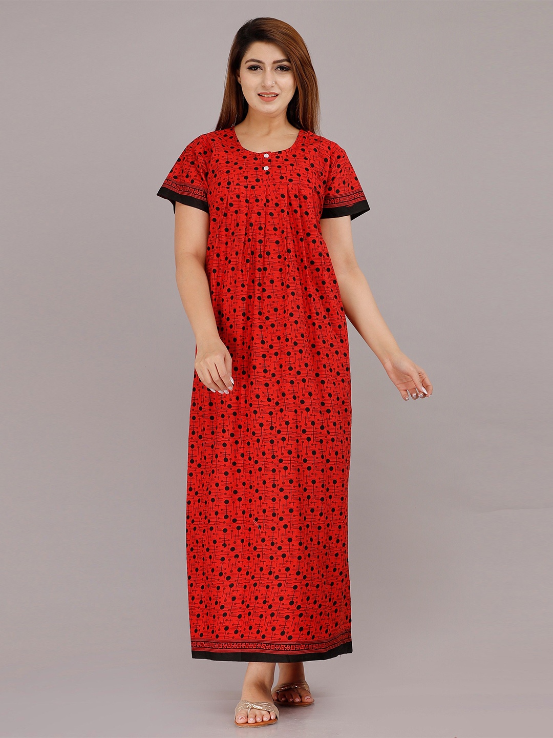 

MAYA PRINT Printed Maxi Nightdress, Red