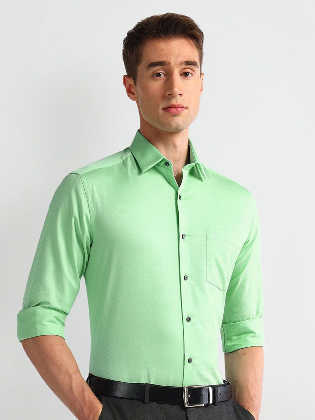 

Arrow Men Slim Fit Opaque Formal Shirt, Green