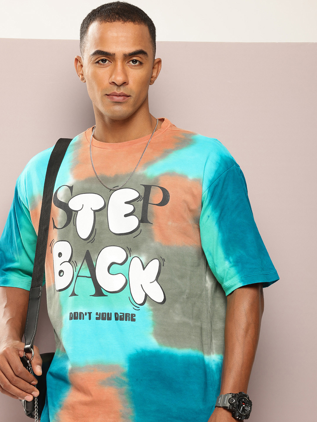 

Kook N Keech Dyed Printed Drop-Shoulder Sleeves Oversized Pure Cotton T-shirt, Multi