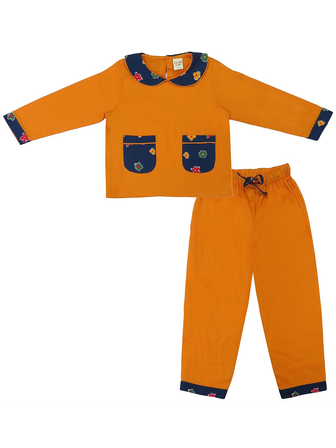 

Clothe Funn Girls Printed Top with Pyjamas, Mustard