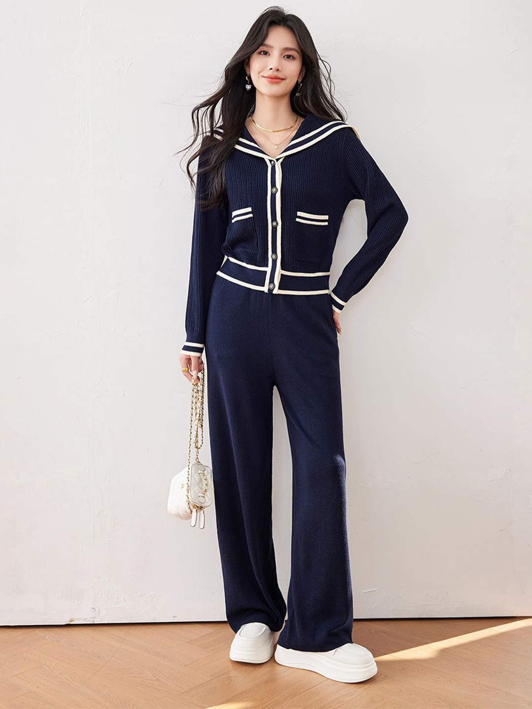 

JC Collection Women Striped Cardigan, Blue