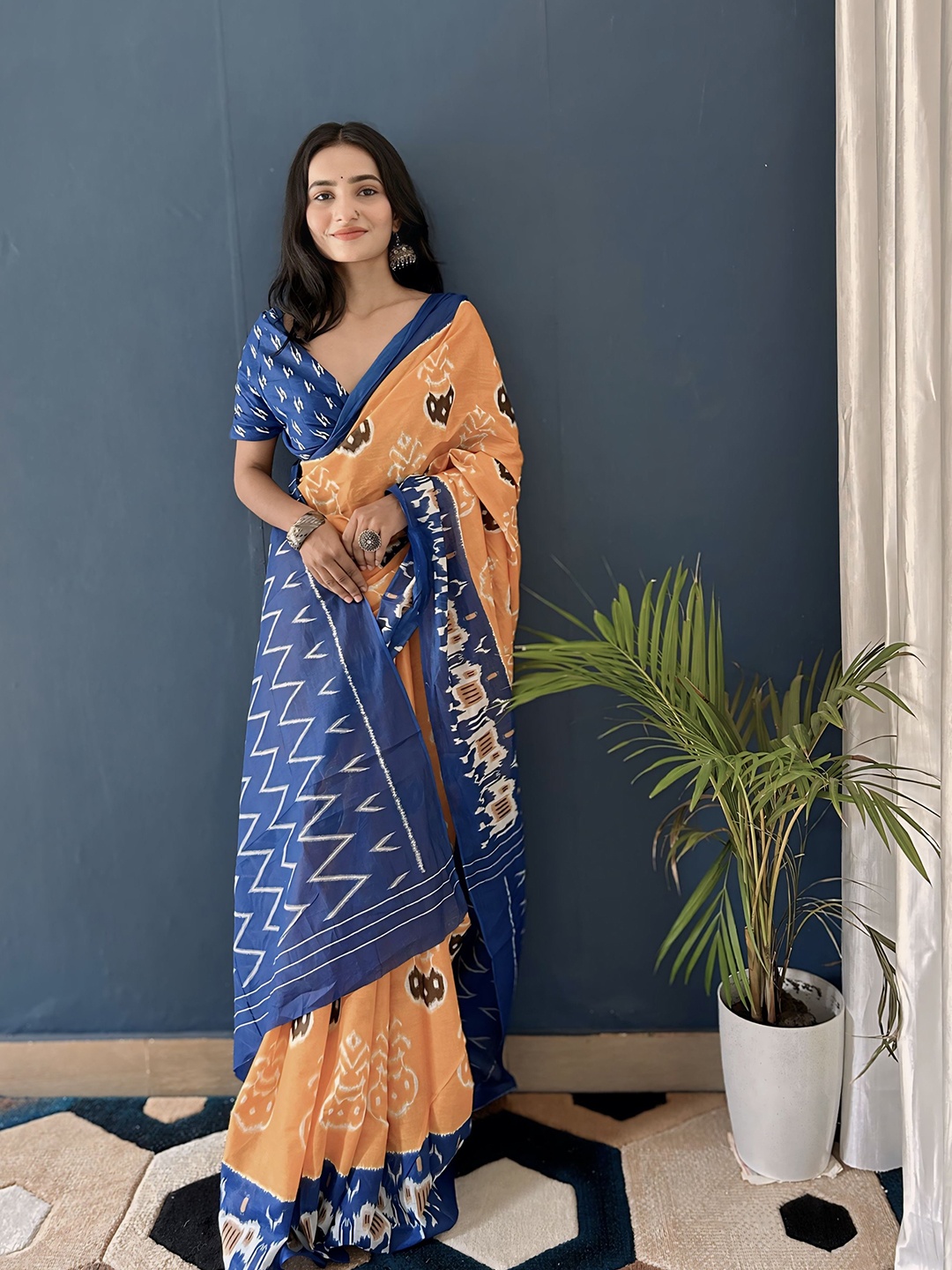 

Anouk Ethnic Motifs Pure Cotton Bagh Saree, Orange