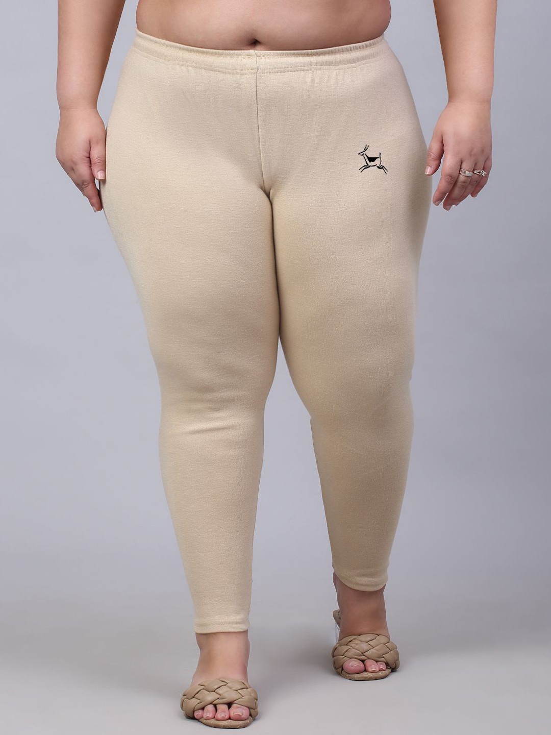 

Trend Level Women Solid Ankle-Length Leggings, Nude