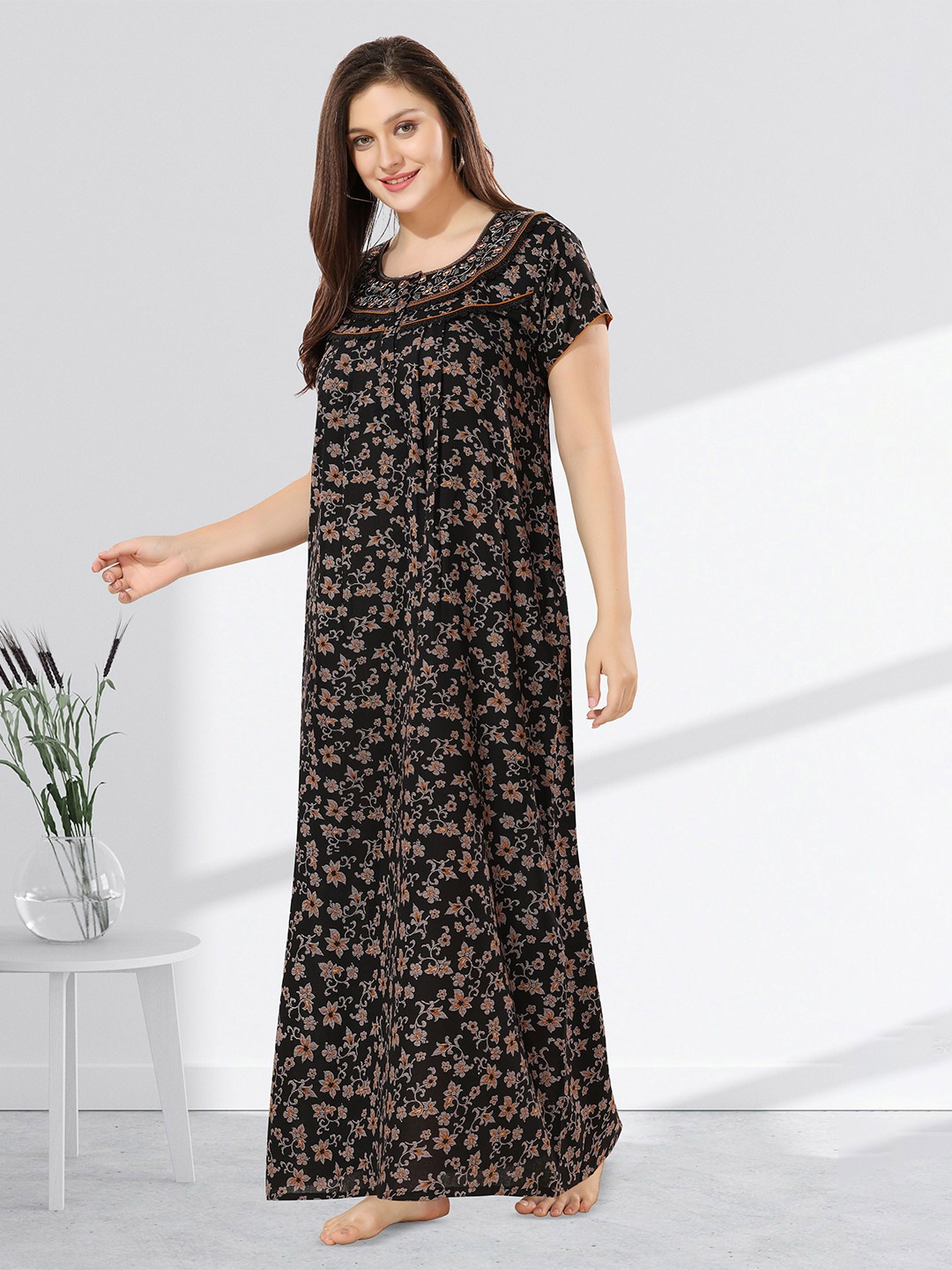 

Soulemo Printed Maxi Nightdress, Black