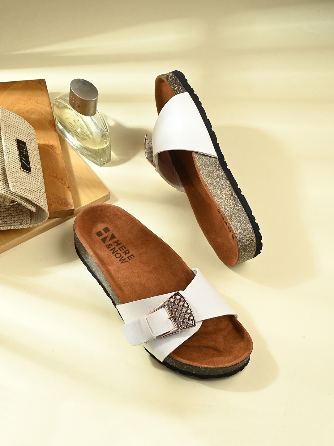 

HERE&NOW Women Solid Open Toe Flats, White