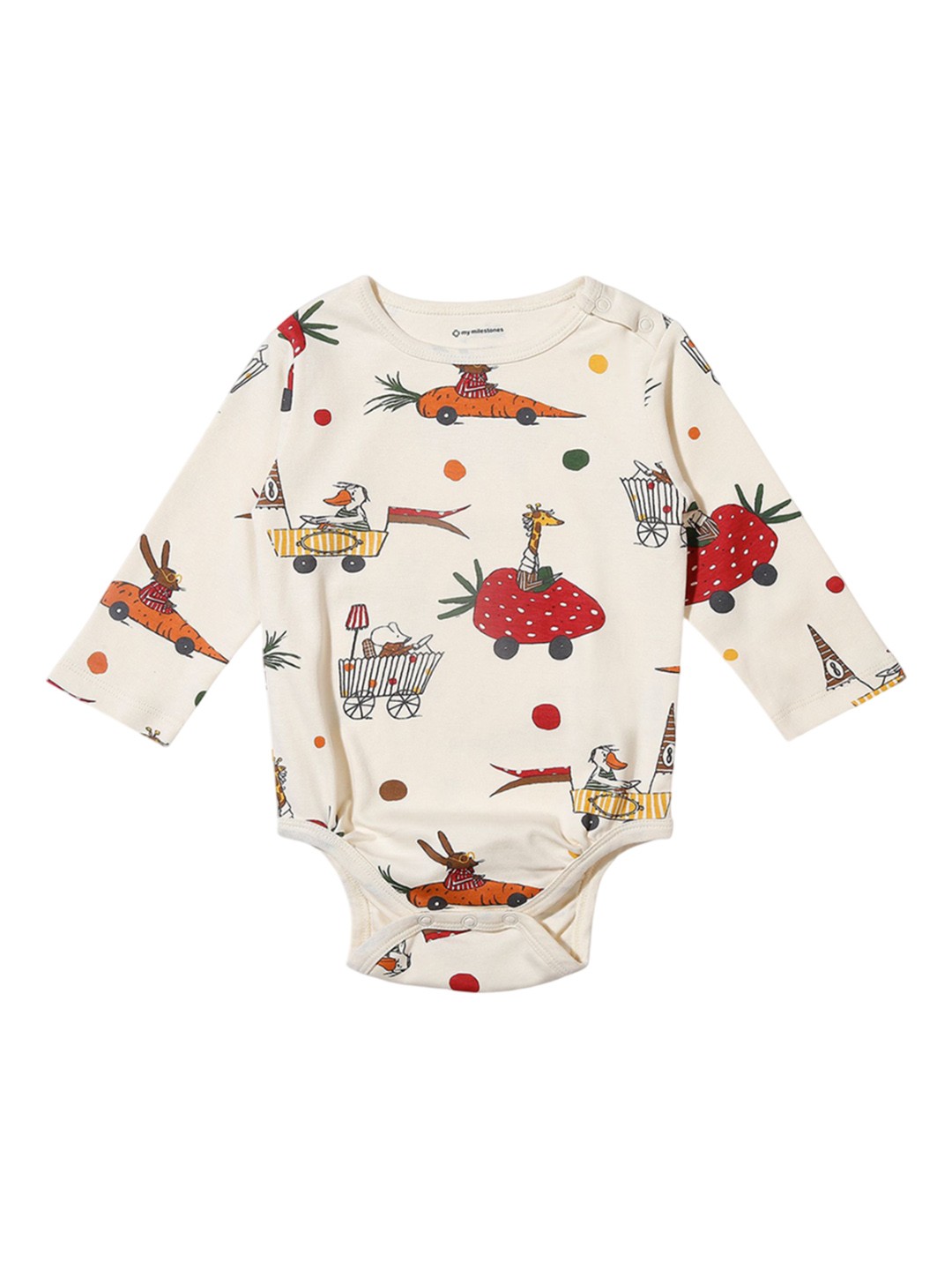 

My Milestones Infant Boys Printed Cotton Bodysuit, Cream