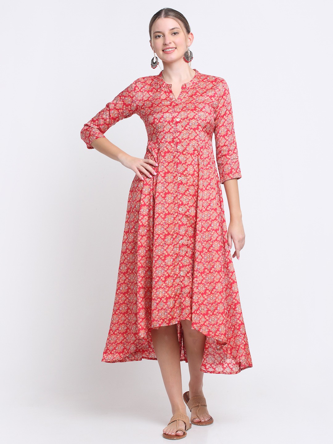 

KALINI Women Floral Printed Floral Kurta, Red