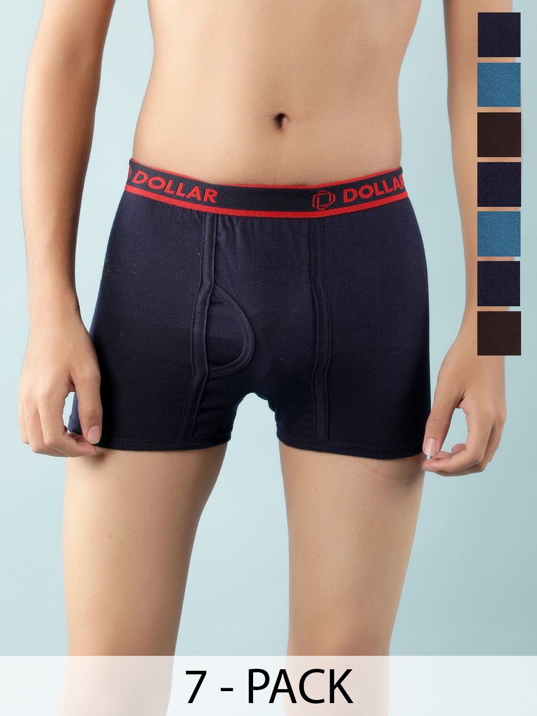 

Dollar Lehar Boys Pack Of 7 Assorted Combed Cotton Trunks