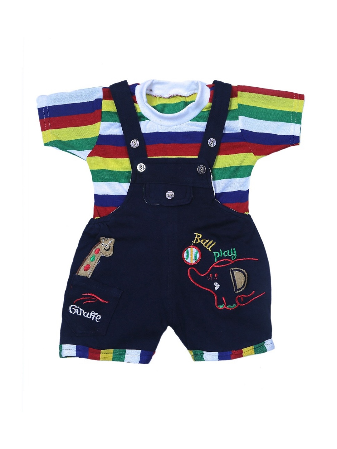 

BAESD Infant Striped Dungaree With T-Shirt, Navy blue