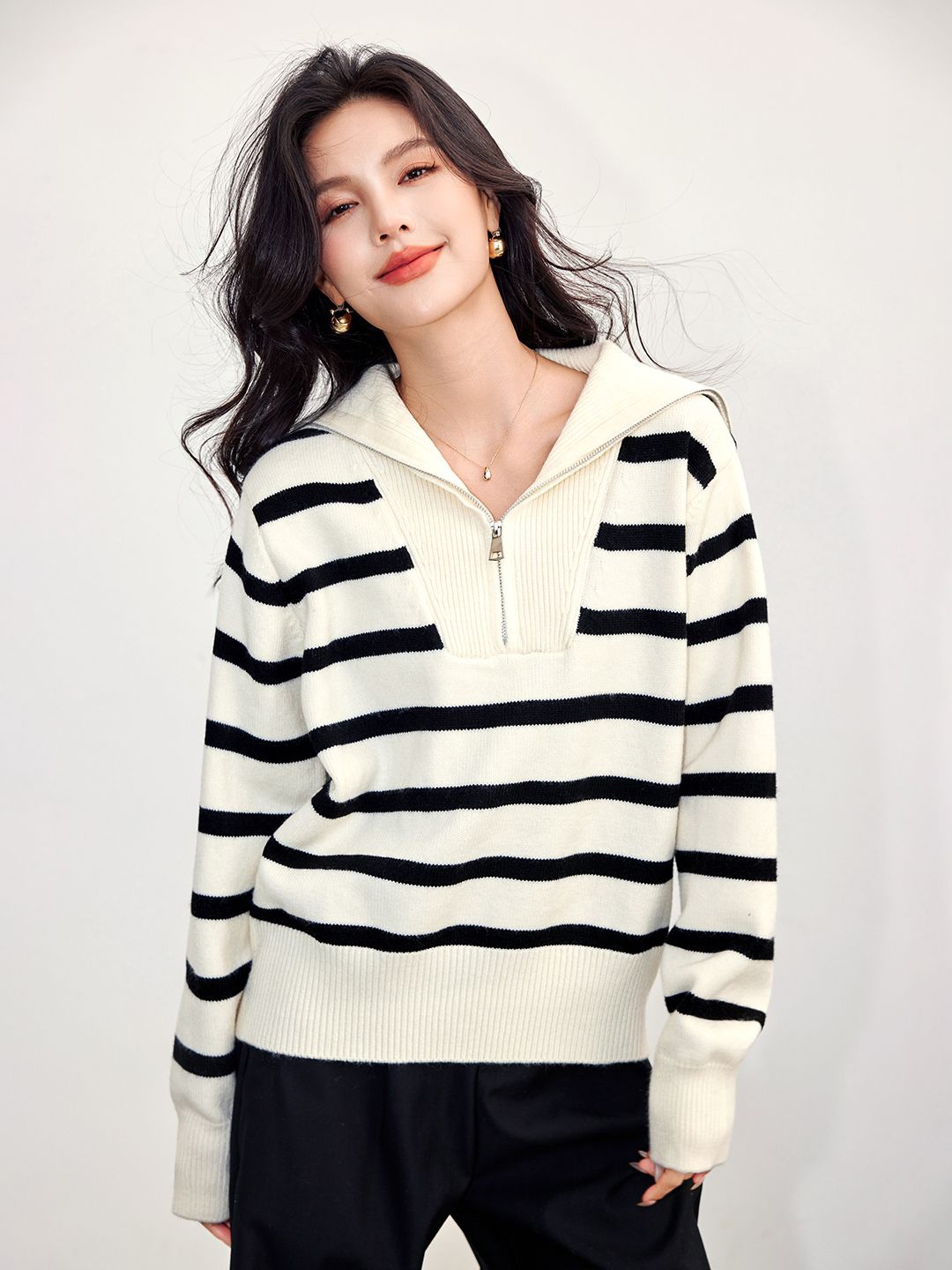 

JC Collection Women Striped Cardigan, White