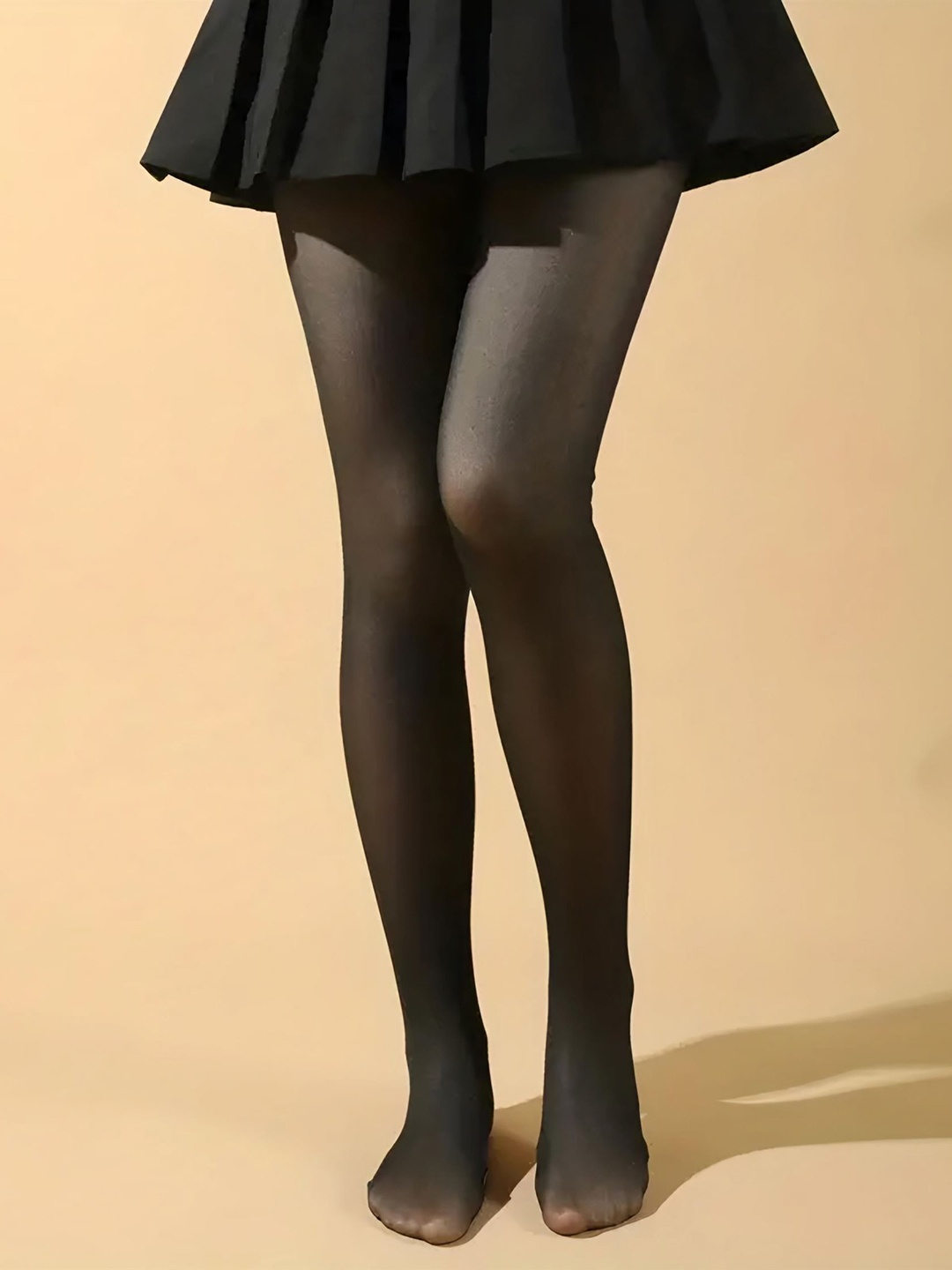 

Hill Islands Dual Tone Translucent High Waisted Stretchable Stockings With Socks, Black