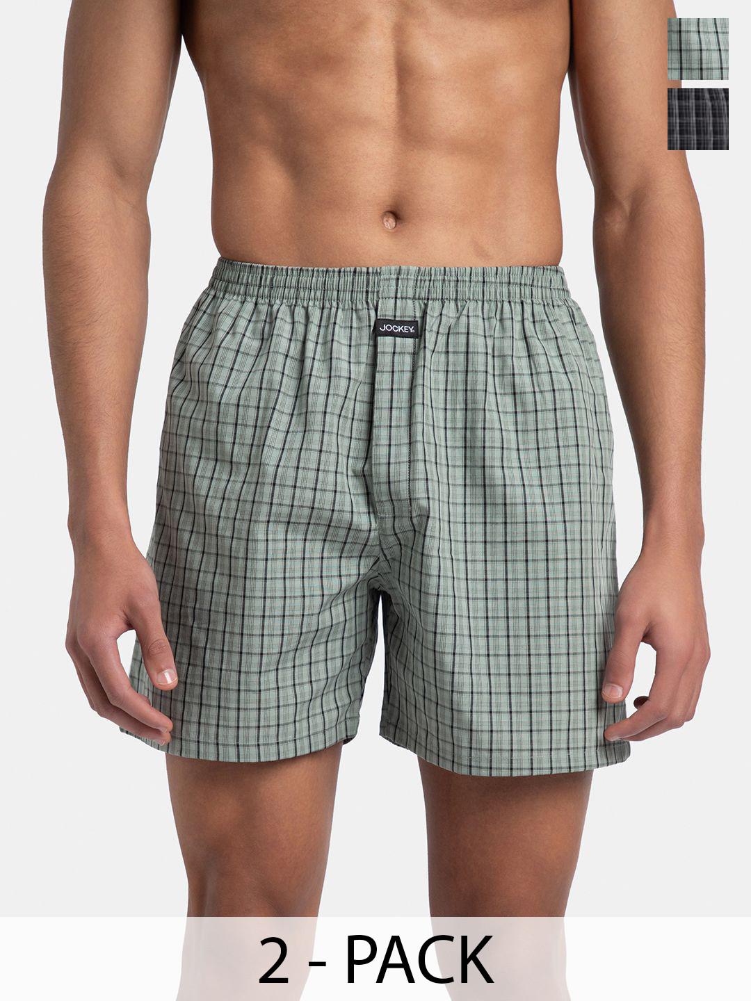 

Jockey Pack of 2 Super Combed Mercerized Cottonna Boxer Shorts with Back Pocket - 1222, Black