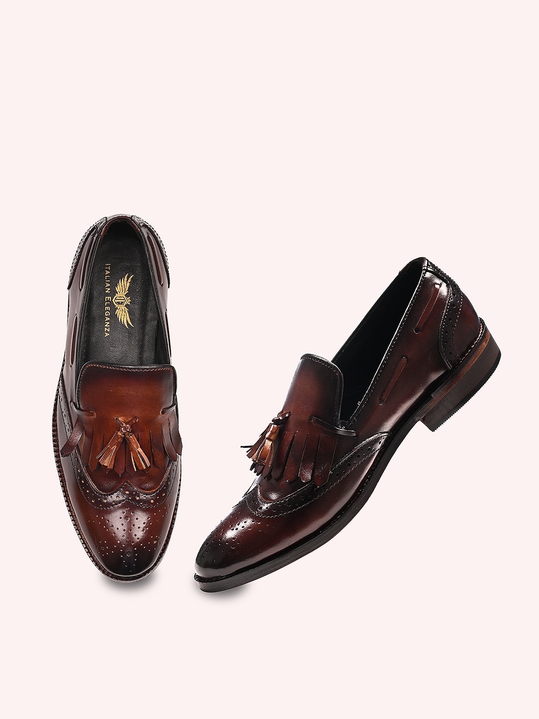 

ITALIAN ELEGANZA Men Leather Formal Loafers, Brown
