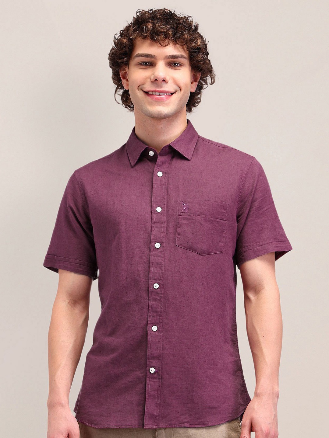 

U.S. Polo Assn. Men Slim Fit Opaque Formal Shirt, Pink
