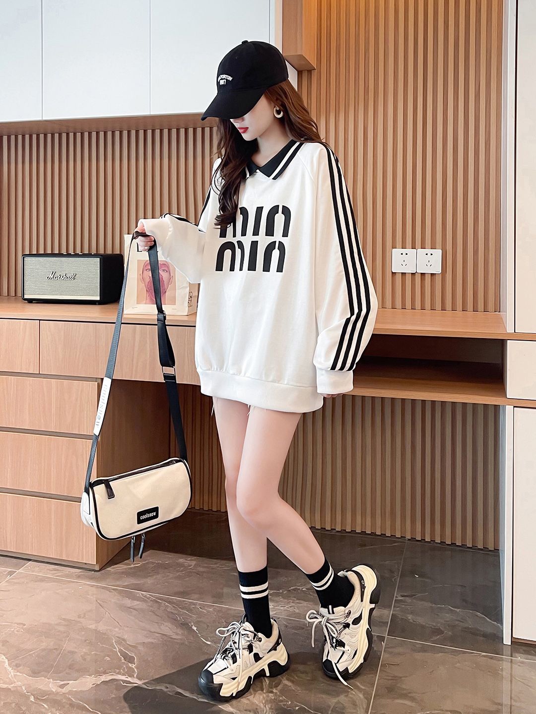 

JC Mode Women Striped Sweatshirt, White