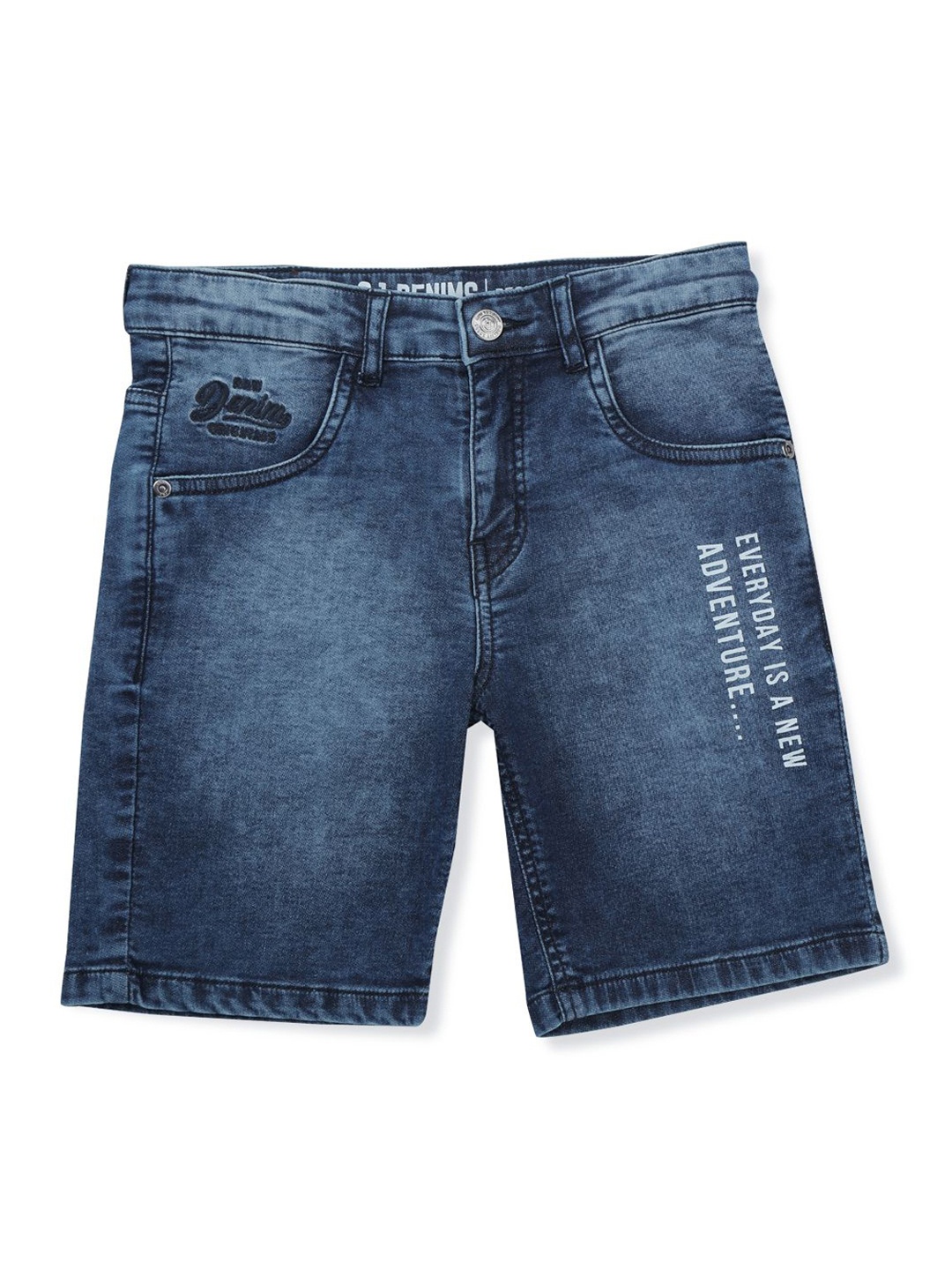 

Gini and Jony Boys Typography Washed Denim Regular Fit Shorts, Blue