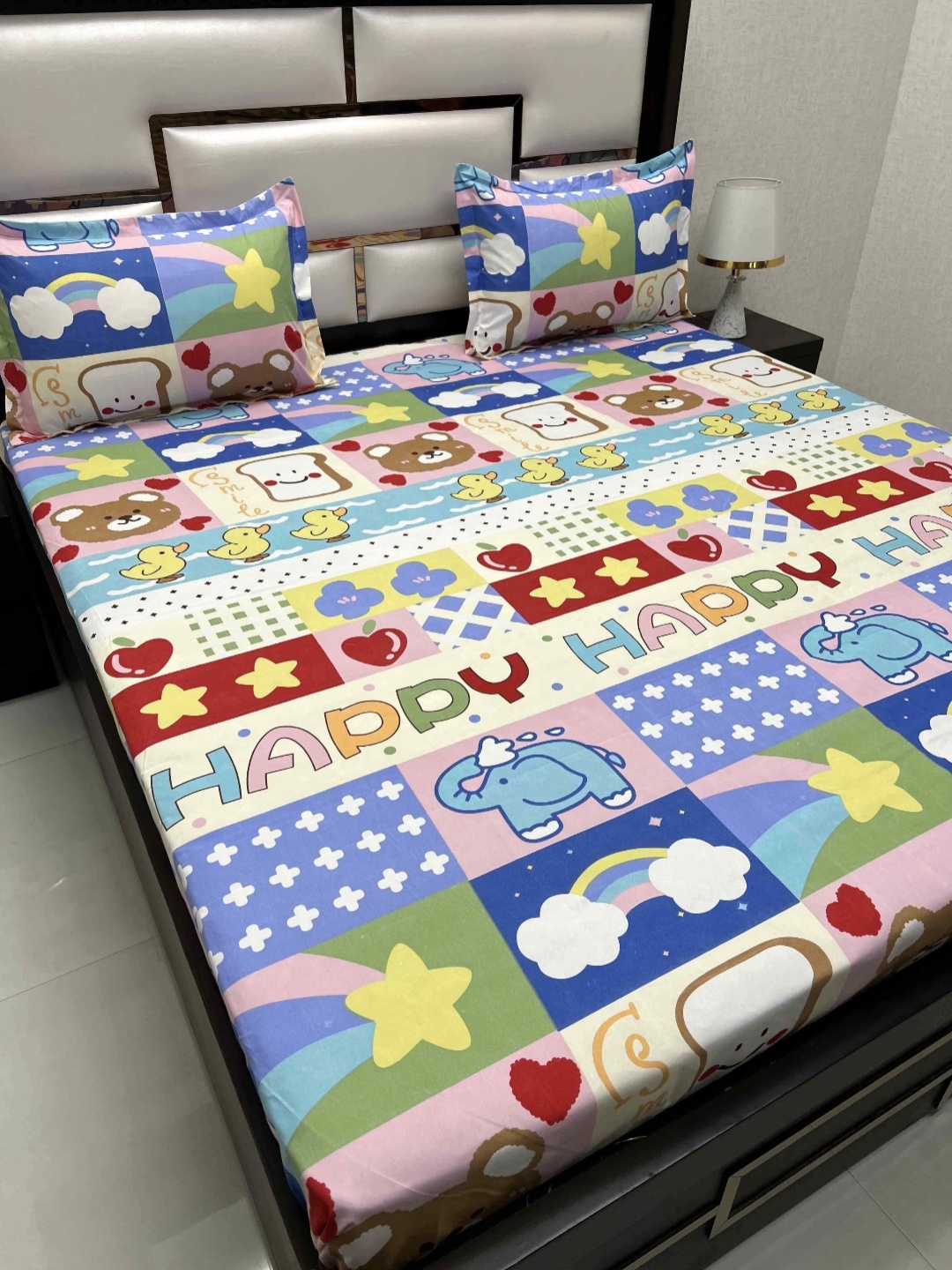 

Pure Decor Kids Queen Size Double Bed Bedsheet With 2 Pillow Covers 2.28m X 2.54m, White