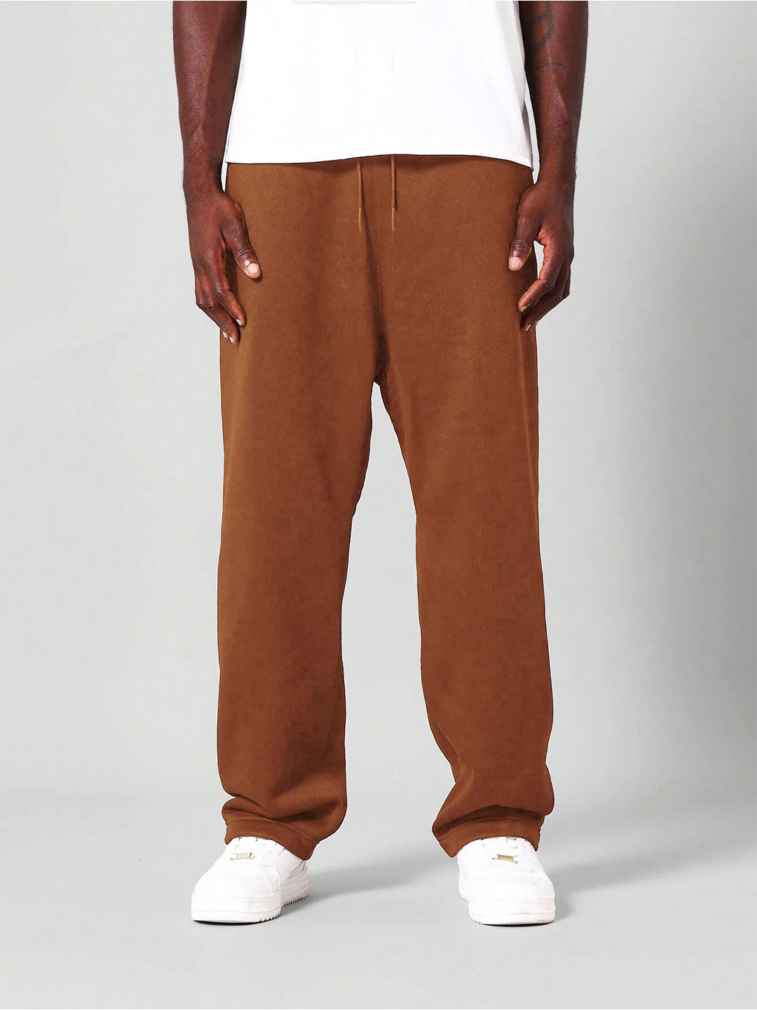 

NOBERO Men Straight Fit Joggers, Brown