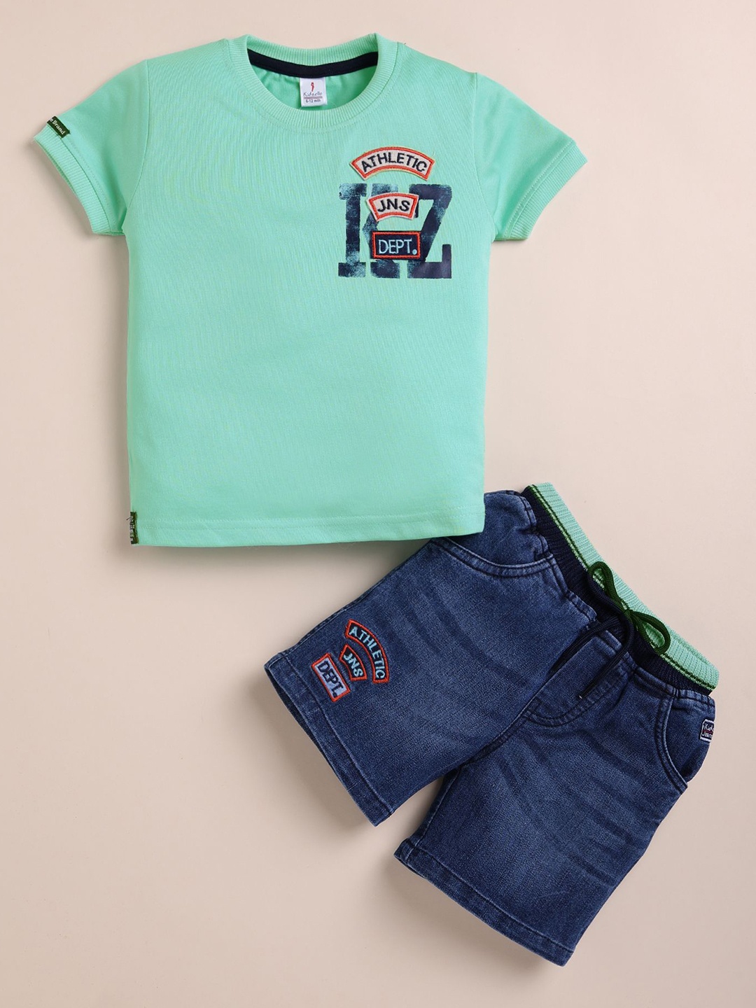 

BAESD Boys Printed T-shirt with Shorts, Green