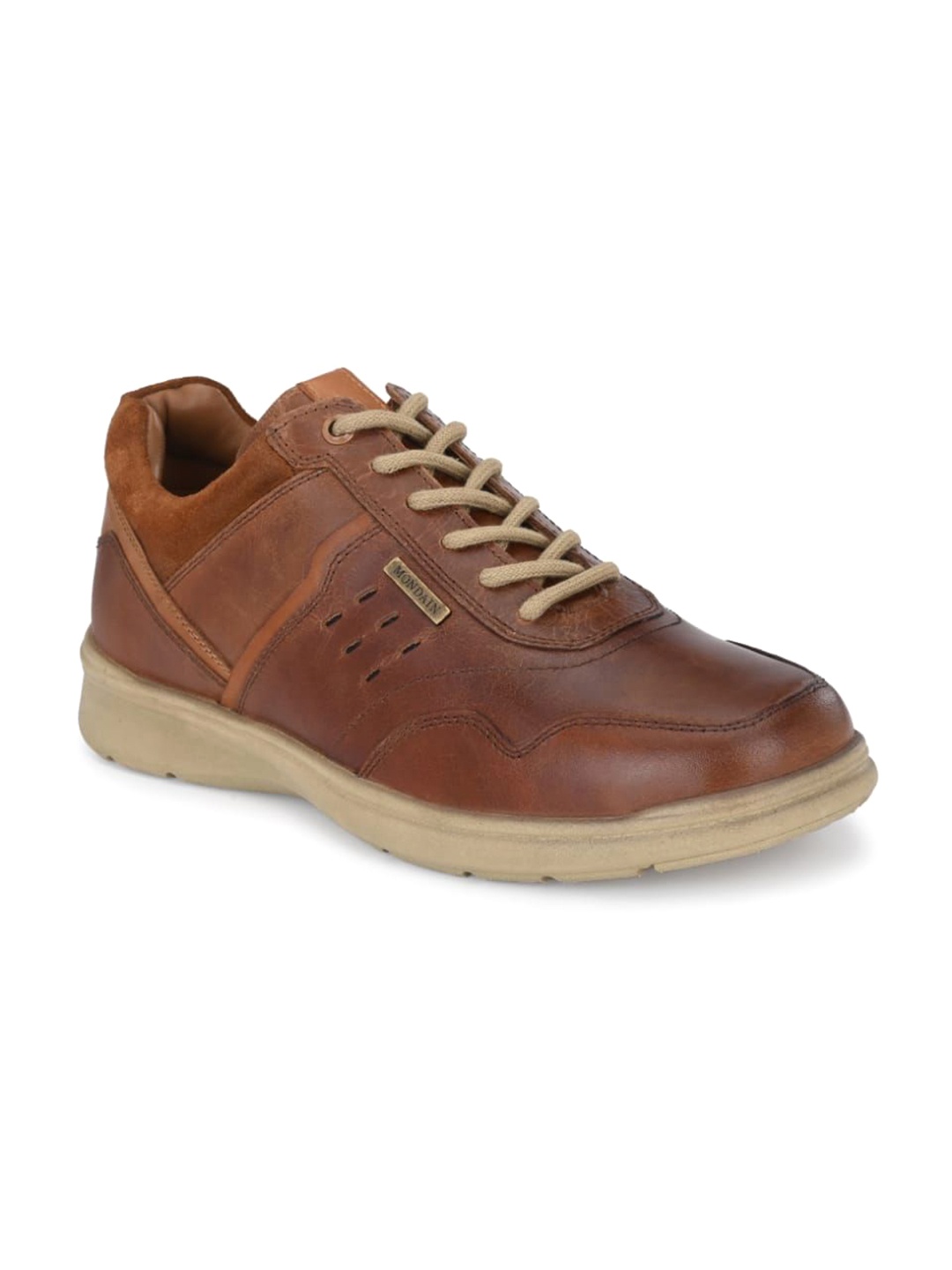 

MONDAIN Men Leather Sneakers, Brown