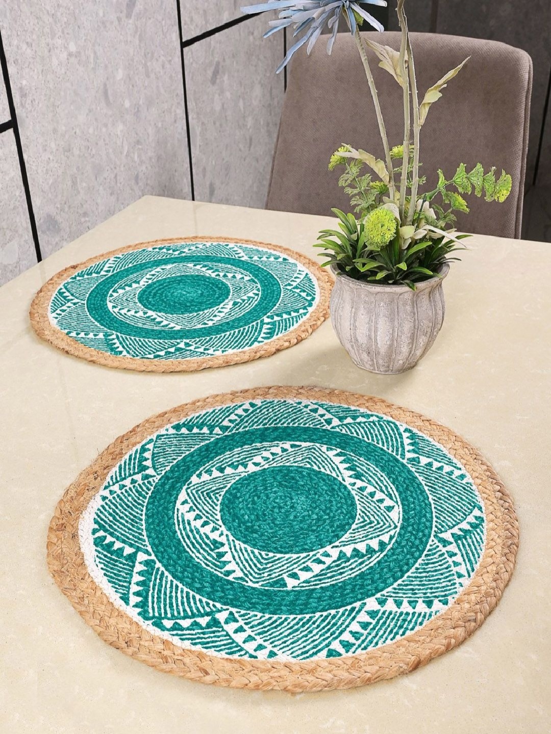 

Saral Home Blue & White 2 Pieces Printed Cotton Table Placemats