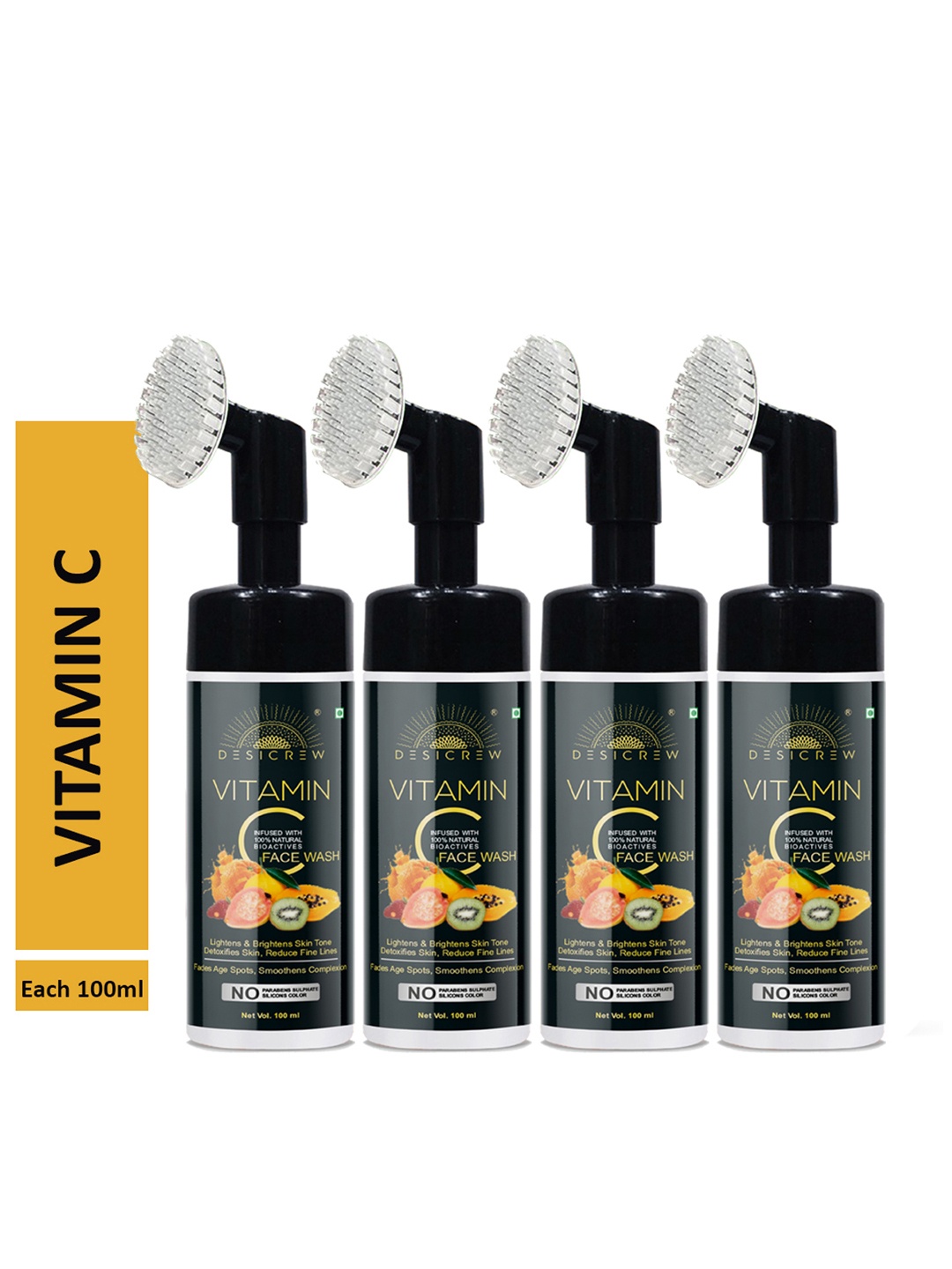 

Desi Crew Set Of 4 Vitamin C Face Wash 100 ml Each, Transparent