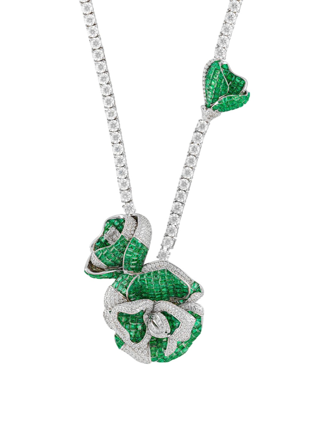 

MISS JO Rhodium Plated 925 Sterling Silver Artificial Stones Pendant with Chain