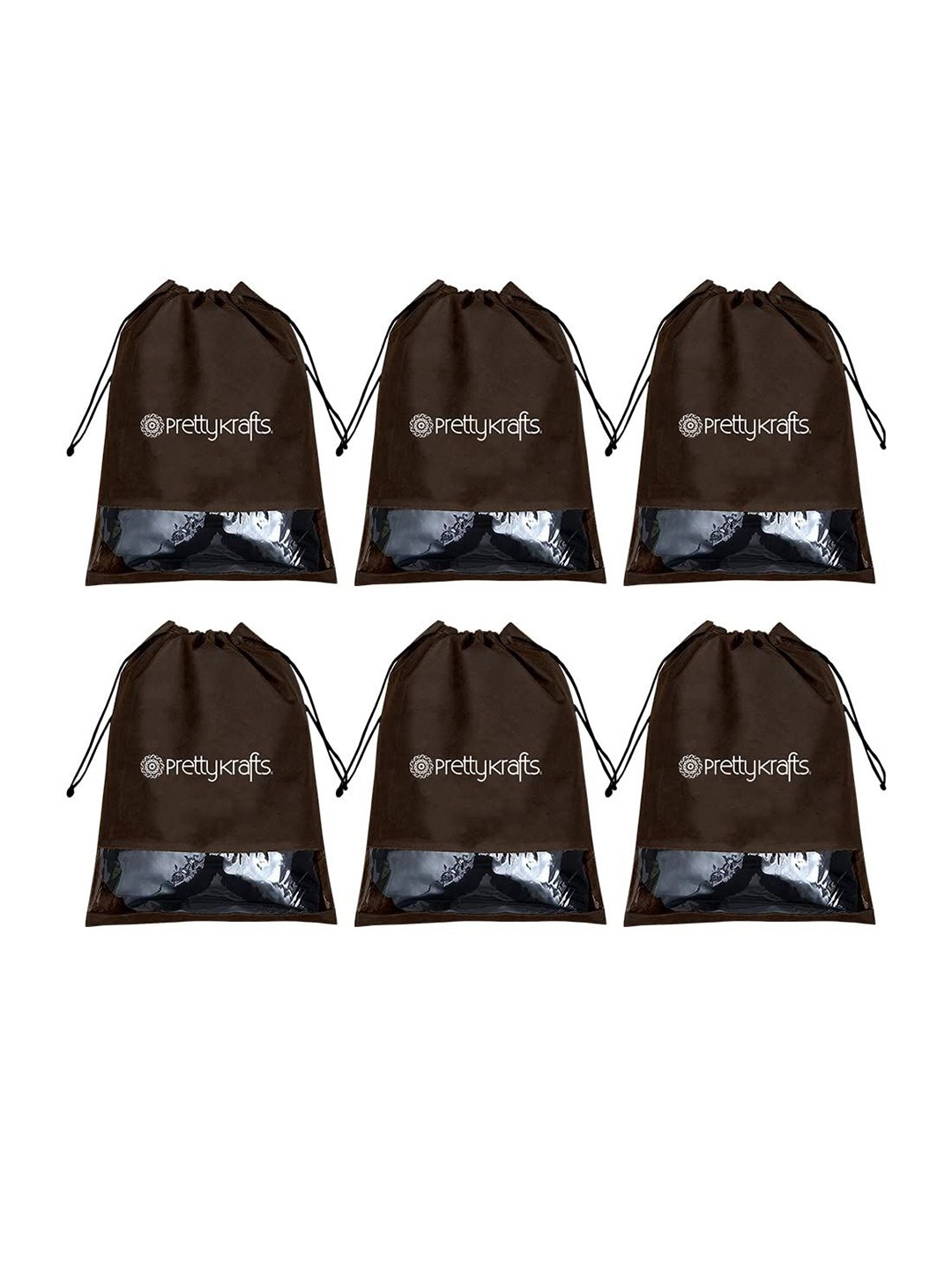 

prettykrafts Brown & White 6 Pieces Printed Shoe Bag