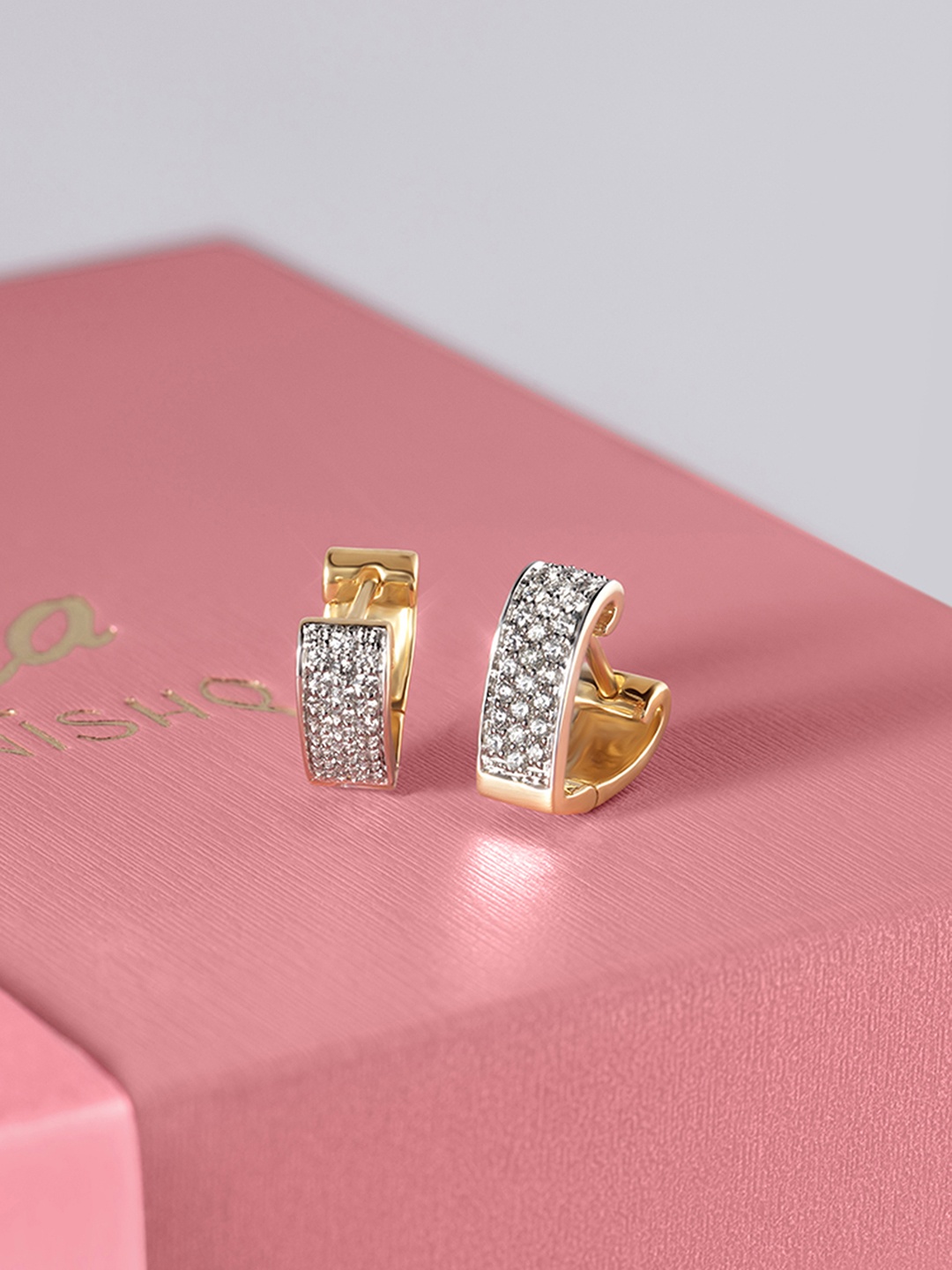 

Mia by Tanishq 14KT Gold Diamond Hoop Earrings, Yellow