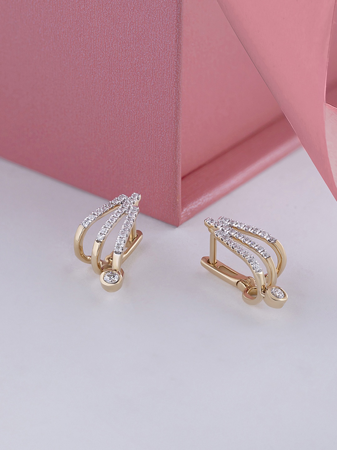 

Mia by Tanishq 14KT Gold Diamond Hoop Earrings