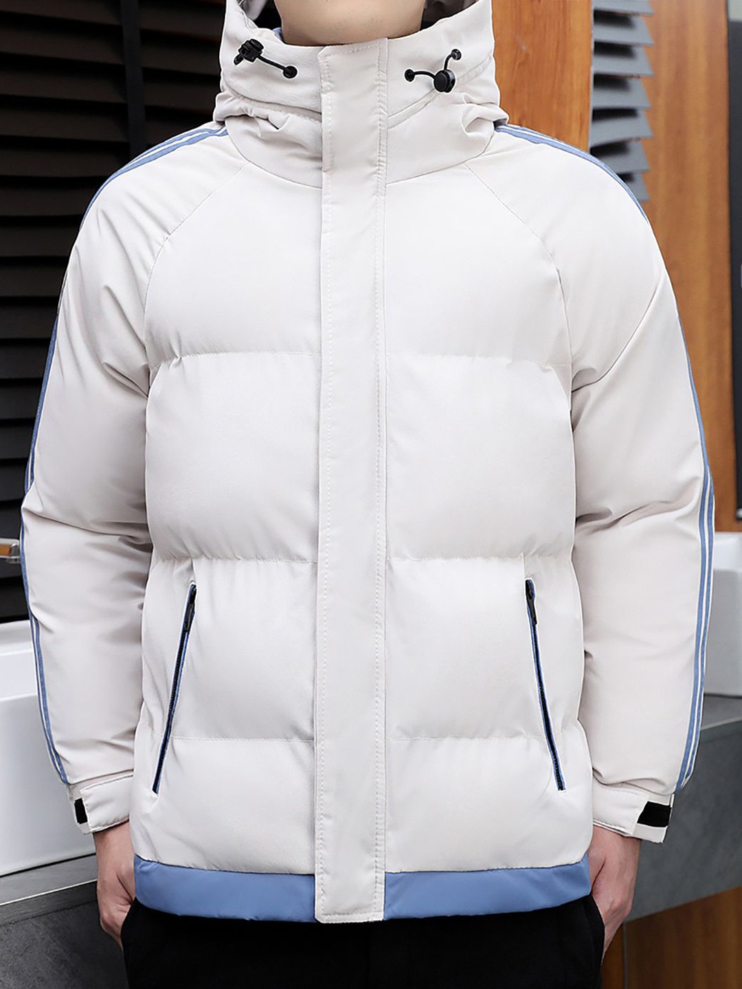 

StyleCast x Revolte Men Open Front Hooded Jacket, White